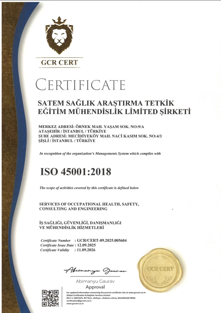 ISO 45001:2018 Kalite Sertifikamız